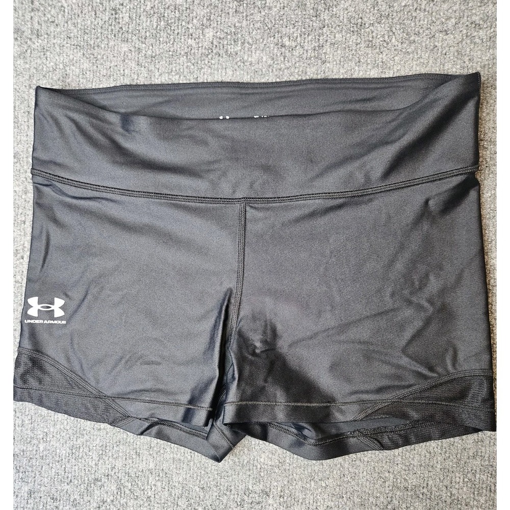 Under Armour Women's Iso Chill Biker Shorty Shorts Size XL Black Compression